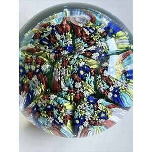 EUC Vintage Millefiori Floral Fratelli Toso Murano Paperweight Hand Blown Glass